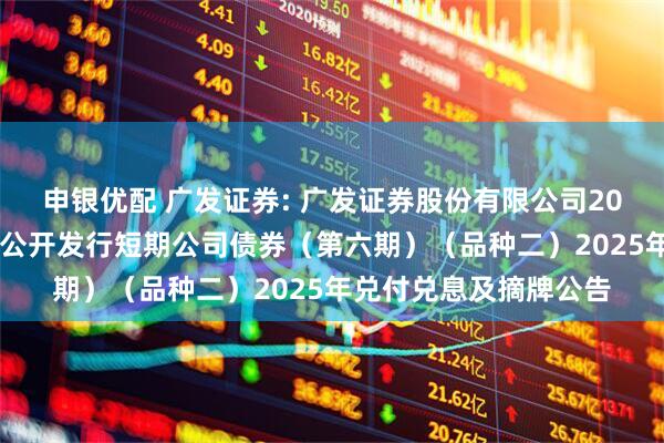 申银优配 广发证券: 广发证券股份有限公司2024年面向专业投资者公开发行短期公司债券（第六期）（品种二）2025年兑付兑息及摘牌公告